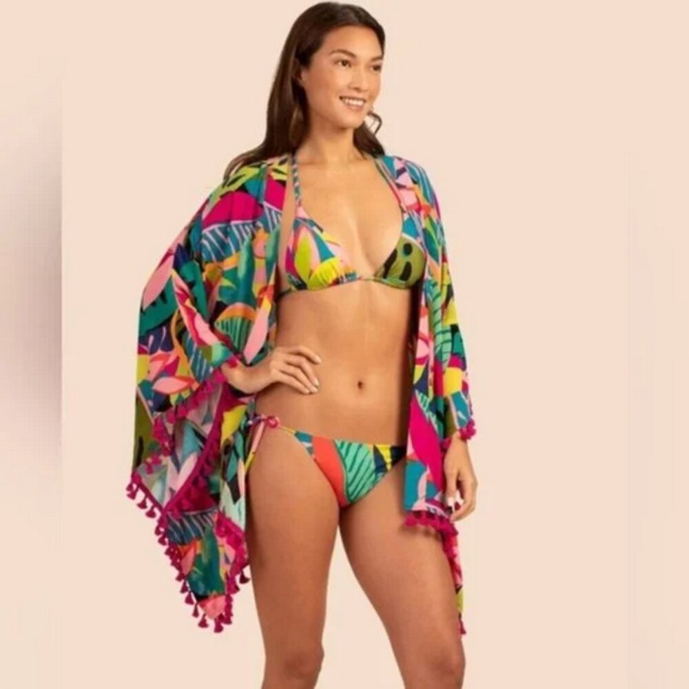 Trina Turk Rainforest Fringe Kimono Cover Up One Size Fits Most NWT - Picture 5 of 10